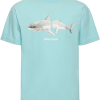 Palm Angels Shark Print T-Shirt Ice Blue